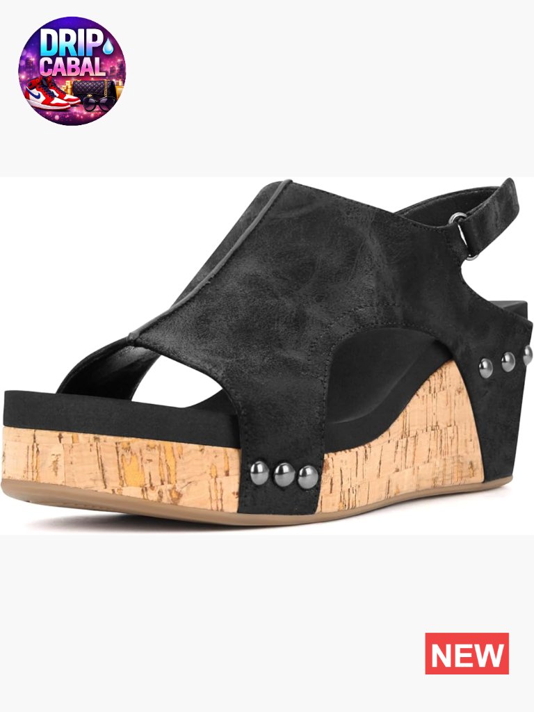 Wedge Sandals With Buckle Ankle Strap For Dressy Summer